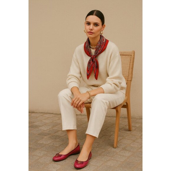 Tory Burch Pink Patent Leather Ballet Flats Gold Logo Charm Size 7.5 - Picture 2 of 9